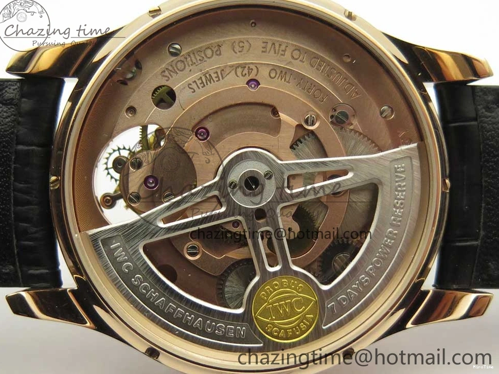 MIROTIME 1220 Portuguese Tourbillon IW5046 RG ZF Best Edition Gray Dial on Black Leather Strap SmoothTexture 7142